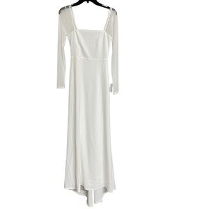 New Lulus Bridal Lovingly‎ Yours White Mesh Long Sleeve Maxi Dress